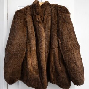 Elegant Brown 100% rabbit fur coat